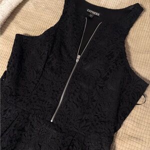 Express Black Lace Fit & Flare Dress with Front Zipper – Size 2